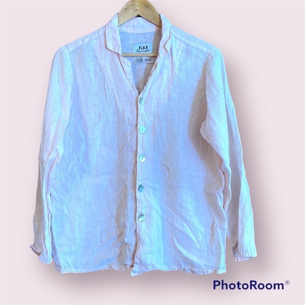 FLAX By Jeanne Englehart Button Down Linen Shirt